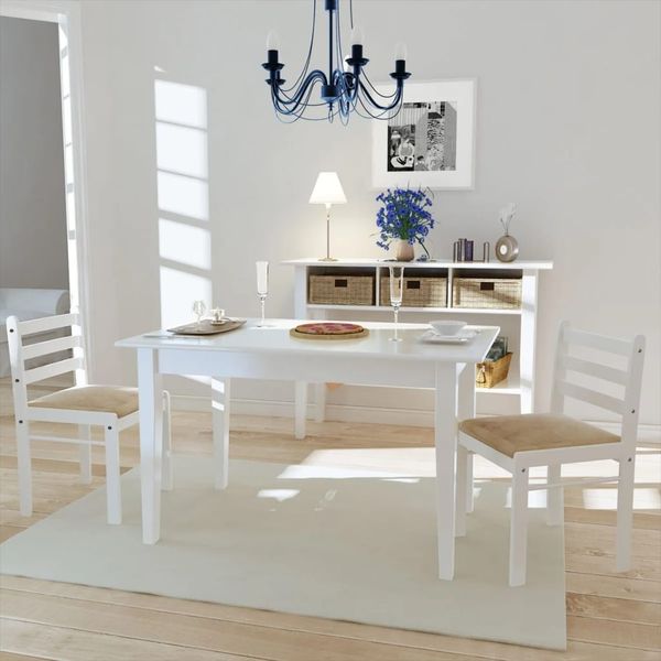vidaXL Esszimmerstühle 2 Stk. Weiß Massivholz Gummibaum und Samt 242030