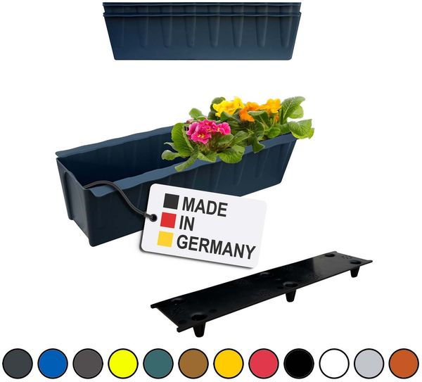 BURI 2 Euro-Paletten Blumenkästen-Einsätze inkl. Bewässerungsmatte | 37,3cm Anthrazit | Pflanzkasten für Europalette Palette | Balkonkasten | Blumentopf | aus stabilen Kunststoff | Made in Germany