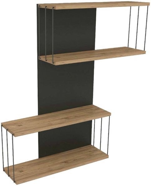 Dmora Regal Gerolama, Gestell, Wandregal, Mehrzweckregale, 65x19h96 cm, Anthrazit und Eiche