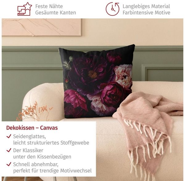 Bilderdepot24 Dekokissen drinnen Kissenhülle/ Sofakissen/ Zierkissen Kissenhülle violett Blumen, Bezug mit / ohne Füllung Zierkissen Outdoor Sofa Bett