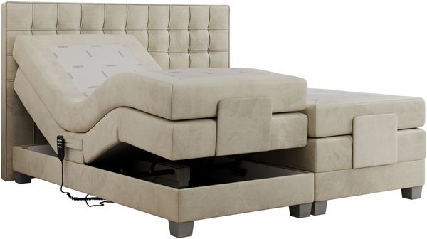 Boxspringbett elektrisch verstellbar, Schlafzimmerbett, Bettkasten - ELEKTRO - 200 x 200 cm - Beige Velvet - H3 Bild 5