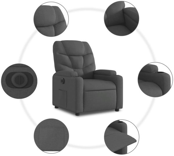 vidaXL Relaxsessel Elektrisch Dunkelgrau Stoff 3204573 Bild 7