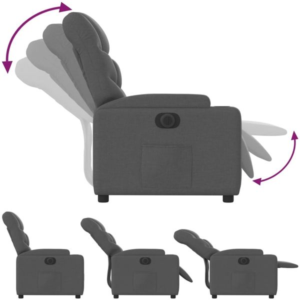 vidaXL Relaxsessel Elektrisch Dunkelgrau Stoff 3204573 Bild 6