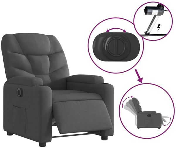 vidaXL Relaxsessel Elektrisch Dunkelgrau Stoff 3204573 Bild 5