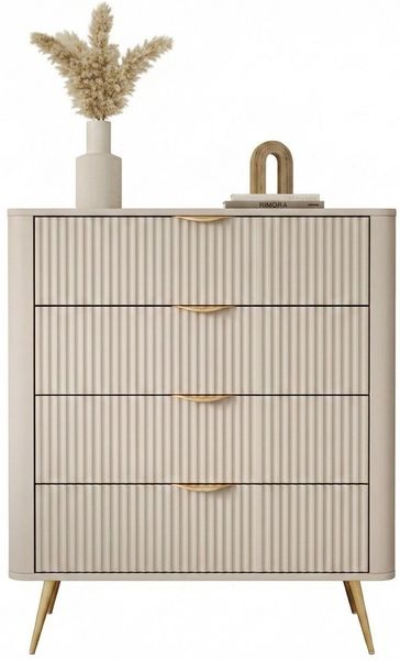 yourhouse24 Highboard Kommode Lante 88 cm – Beige / Kaschmir – Geriffelte Fronten (1 St, Ohne Dekoration)