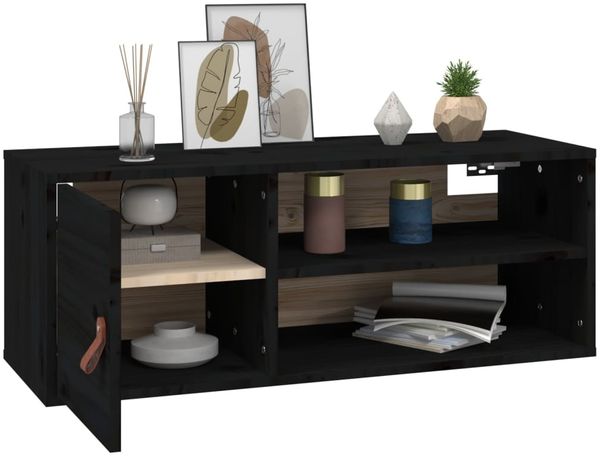 vidaXL Wandschrank Schwarz 80x30x30 cm Massivholz Kiefer 818393 Bild 5