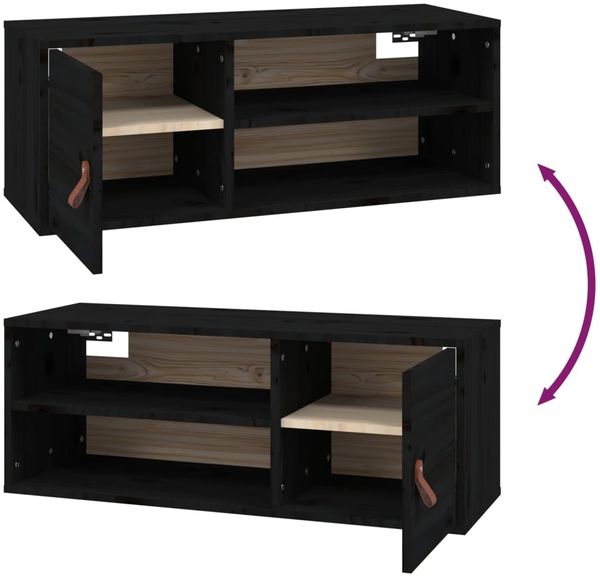 vidaXL Wandschrank Schwarz 80x30x30 cm Massivholz Kiefer 818393 Bild 9