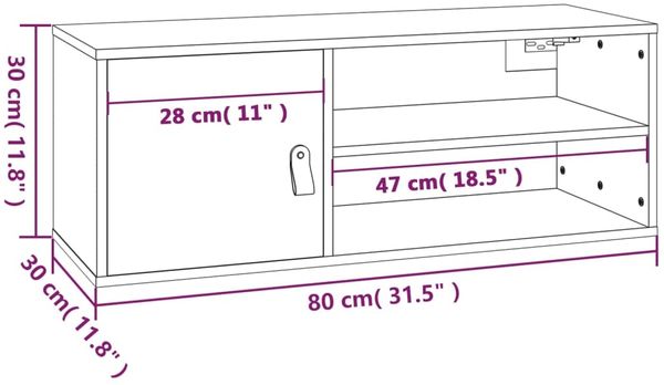 vidaXL Wandschrank Schwarz 80x30x30 cm Massivholz Kiefer 818393 Bild 12