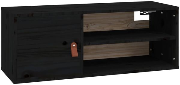 vidaXL Wandschrank Schwarz 80x30x30 cm Massivholz Kiefer 818393 Bild 2