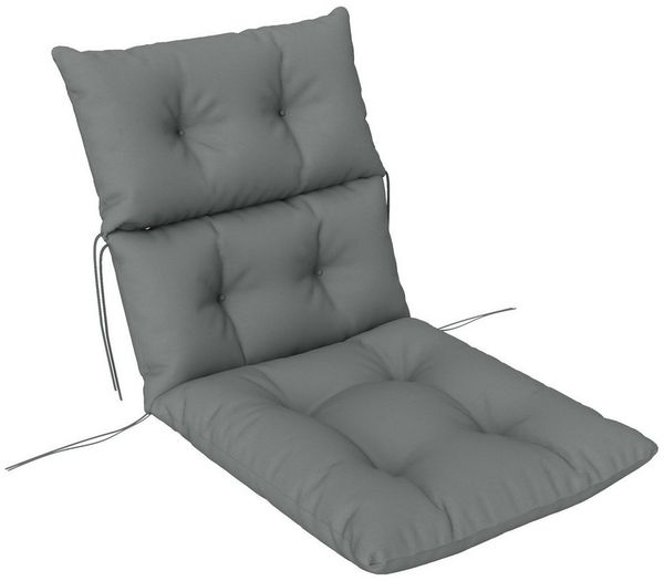 Outsunny Sitzkissen 115x56 cm, mit Bindebänder, Rückenlehne, 10cm dick, wasserabweisend, für Haus, Garten, Büro, Stühle, Hellgrau