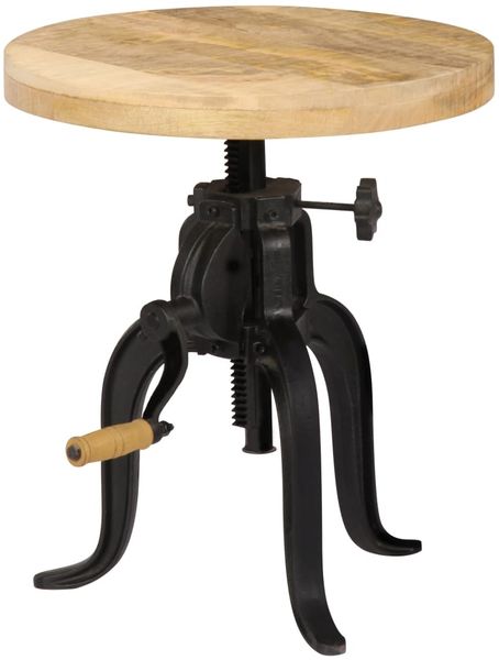 Couchtisch, Beistelltisch 45x(45-62) cm Massivholz Mango und Gusseisen