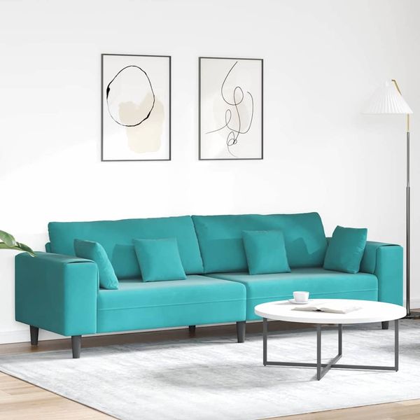 vidaXL Sofa Türkis 250 x 77 x 76 cm Samt 3335161