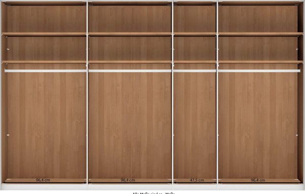 WIEMANN Kleiderschrank Cardiff, Massivholztüren in Kombination mit Glas- oder Spiegeltüren (4 Breiten, 2 Höhen 216/236cm auswählbar) hochwertiges Design in langlebiger Qualität, viel Stauraum