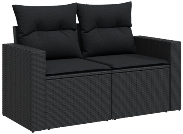 vidaXL 5-tlg. Garten-Sofagarnitur mit Kissen Schwarz Poly Rattan 3218865 Bild 4