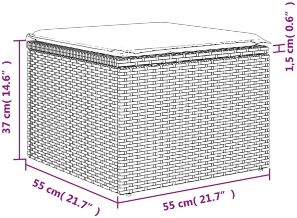 vidaXL 5-tlg. Garten-Sofagarnitur mit Kissen Schwarz Poly Rattan 3218865 Bild 10
