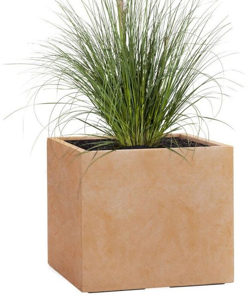 Pflanzwerk® Pflanzkübel CUBE Premium Fiberglas Blumenkübel Frostbeständig mit Lotus-Effekt, Lotus-Effekt - Handgefertigt - Eckig - Frostbeständig