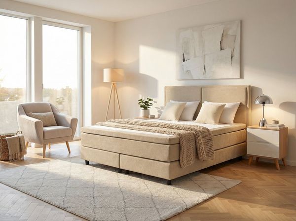 OTTO home Boxspringbett VIVIANNE in den Breiten 140 & 180cm erhältlich, inkl. 7cm Luxus-Topper, erhältlich in den Farben anthrazit und beige