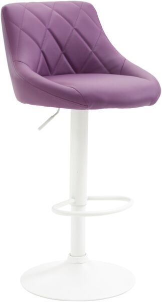 Barhocker FALON - Kunstleder Lila 46x49x83 cm Weiß | Barstuhl Mit Lehne Drehbar Tresenhocker Tresenstuhl Kneipenhocker Kneipenstuhl