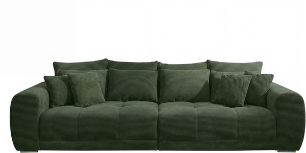 Big-Sofa XXL 306 cm Federkernpolsterung Lounge Couch mit Bezug Cordstoff in Grün