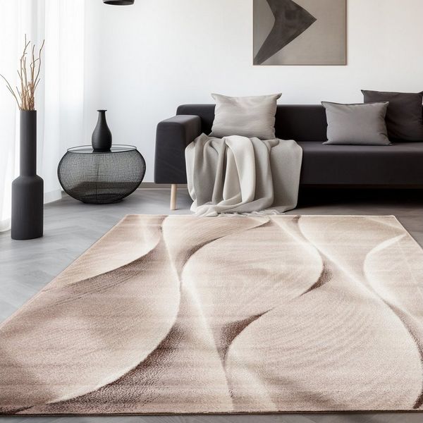 SIMPEX24 Designteppich Ombre Design, Rechteckig, Höhe: 12 mm, Modern Kurzflor Teppich Wohnzimmer Wellen Holz Optik Verschidene Größe