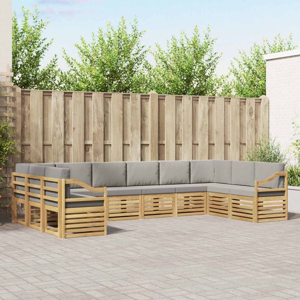 vidaXL Ecksofa Set 10 pcs Weiß und Hellgrau 363 x 185,5 x 73 cm 3392601