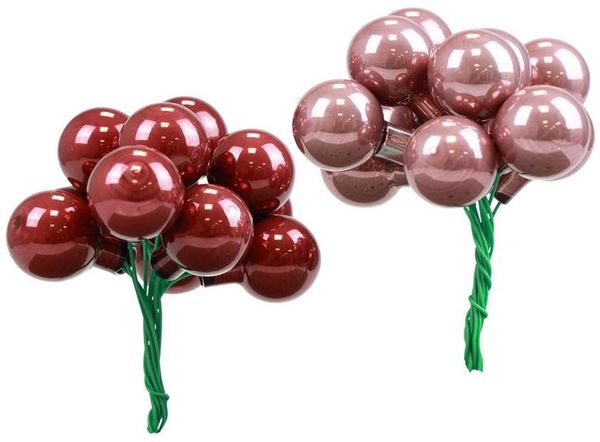 Viana Weihnachtsbaumkugel Mini Weihnachtskugeln am Draht Glas Deko-Set Bordeaux Rosa, 140 Stück
