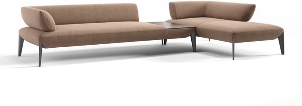 Sofanella Ecksofa ALMERIA Stoffgarnitur Sofalandschaft Couch in Hellbraun S: 330 Breite x 97 Tiefe