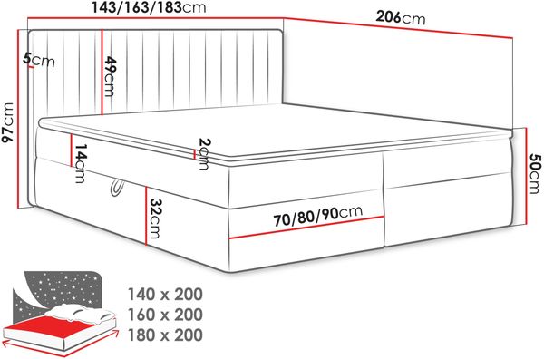 Boxspringbett Tirulo (Farbe: Polo 889, Größe: 160 x 200) Bild 8