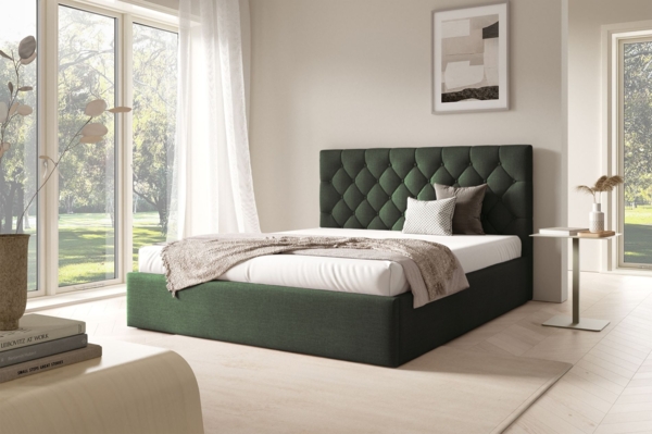Selsey 'Aurevia' Polsterbett 140x200 mit Bettkasten und Samtbezug, dunkelgrün Bild 2