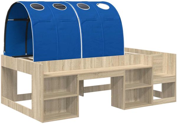 vidaXL Bettgestell mit Tunnel mit Regal 3 Stk. Sonoma Eiche und Blau 3423625 Bild 3