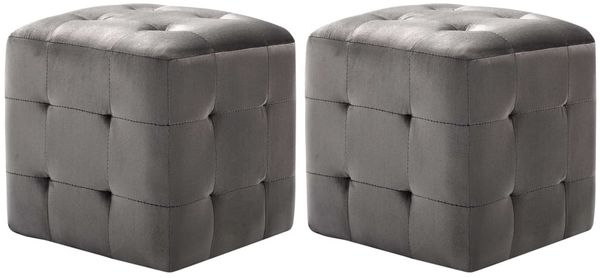 vidaXL Pouf 2 Stk. Grau 30x30x30 cm Samtstoff 278385