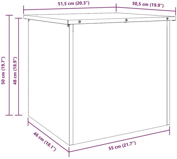 vidaXL Gartenlagerkissenbox Stahl 55 x 50,5 x 50 cm 117 L Schwarz 874574 Bild 12