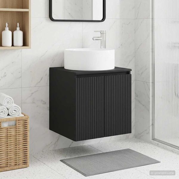 vidaXL Wandmontierte Waschbecken-Vanität Schwarz 49,5 x 44,5 x 65,5 cm 890463