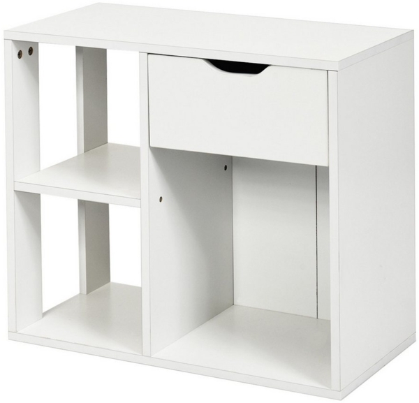 COSTWAY Regal mit Ablage und Stauraum, Bücherregal Weiß, 60 x 30 x 52 cm