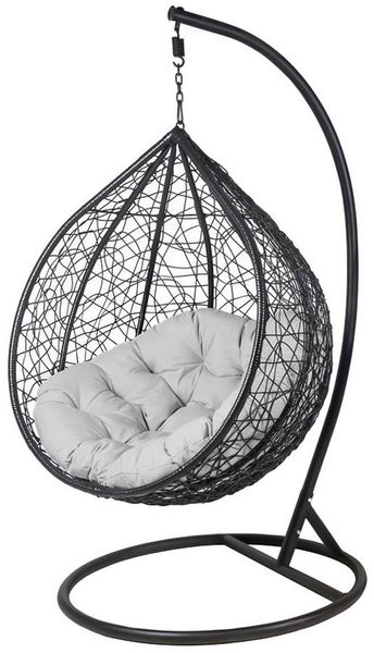 Lookway Gartensessel VIRELLA XL Stilvoller Hängestuhl mit Gestell und Kissen (1x Hängesessel-Korb mit Kissen), 200x105 cm