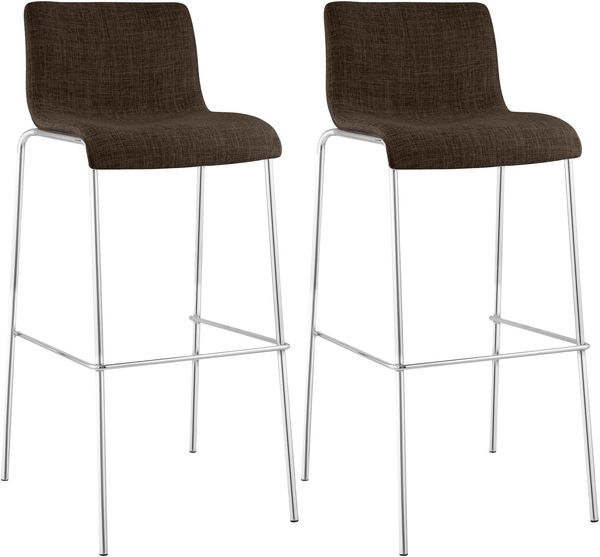 CLP 2er Set Barhocker Hover stapelbar Stoffbezüge Vierfußgestelle bis 150 kg,braun chrom