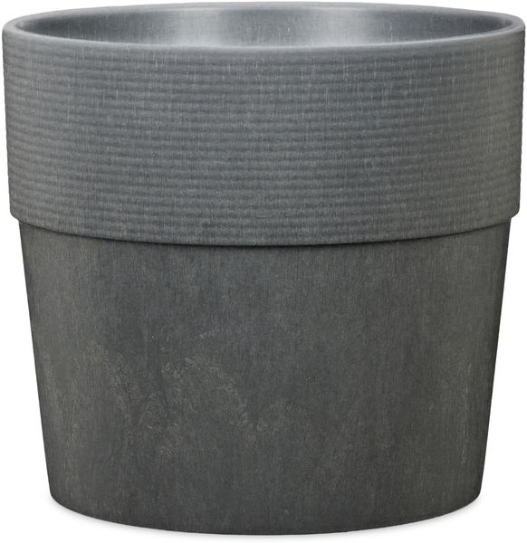 Scheurich Groove+ 40, Pflanzgefäß/Pflanzkübel, rund, aus Kunststoff Farbe: Carbon, 38 cm Durchmesser, 35,2 cm hoch, 31 l Vol.