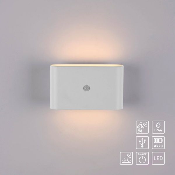 JUST LIGHT 19475-16 AKKU ZIDDY AKKU-Wandleuchte weiss 3000K