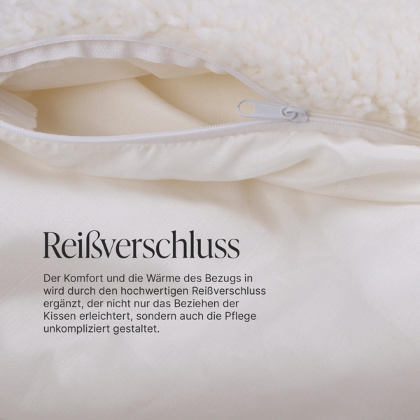 Kissenhülle 40x80cm inkl. Kissen - Sherpa-Fleece - Kuscheliger Bezug mit Reißverschluss - ideal als Dekokissen Schlafkissen Sofakissen - Öko Tex Bild 6