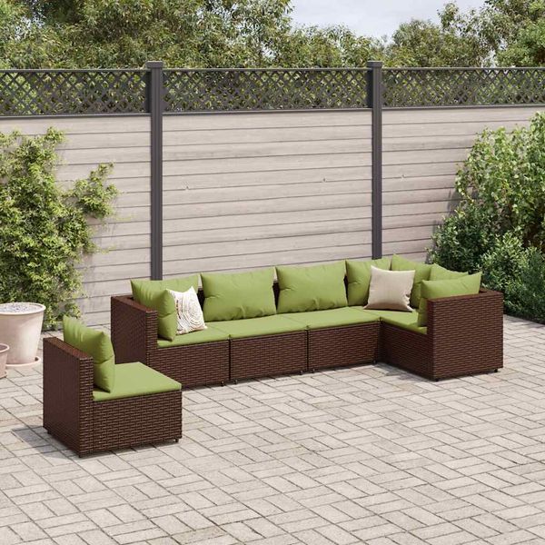vidaXL 6-tlg. Garten-Lounge-Set mit Kissen Braun Poly Rattan 3308174