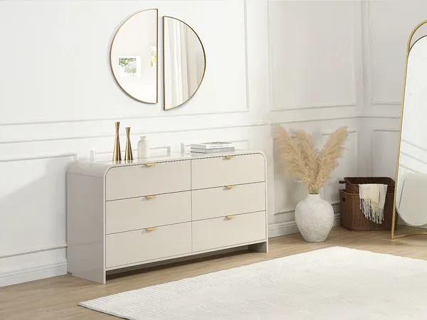 Vente-unique - ORALINO Kommode Holz, Platte Beige - B 40 cm x H 75 cm x L 140 cm