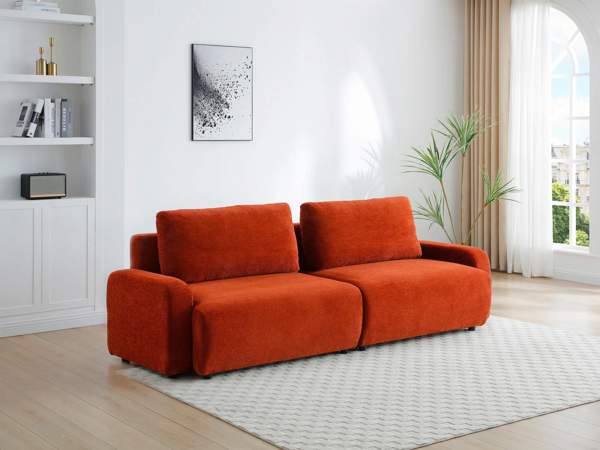 Vente-unique - 4-Sitzer Schlafsofa - Chenille-Stoff - Terrakotta - YOKIRA