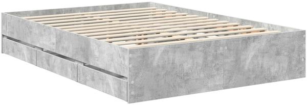 vidaXL Bettrahmen mit Kopfteil Beton Grau 140 x 190 cm Ingenieurs Holz 3409457 Bild 6