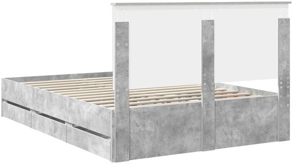 vidaXL Bettrahmen mit Kopfteil Beton Grau 140 x 190 cm Ingenieurs Holz 3409457 Bild 10
