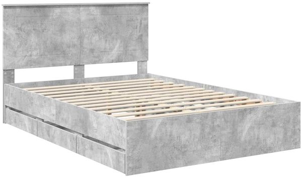 vidaXL Bettrahmen mit Kopfteil Beton Grau 140 x 190 cm Ingenieurs Holz 3409457 Bild 4