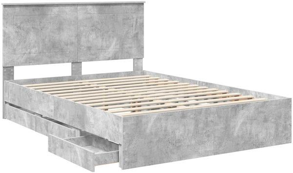 vidaXL Bettrahmen mit Kopfteil Beton Grau 140 x 190 cm Ingenieurs Holz 3409457 Bild 5