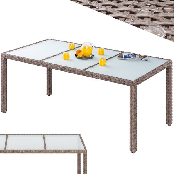 CASARIA® Gartentisch Wetterfest 190 x 90 x 75 cm Polyrattan