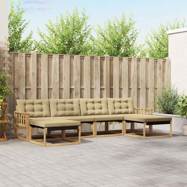 vidaXL Outdoor-Sofagarnitur mit Kissen 6 pcs Weiß und Beige 3388947