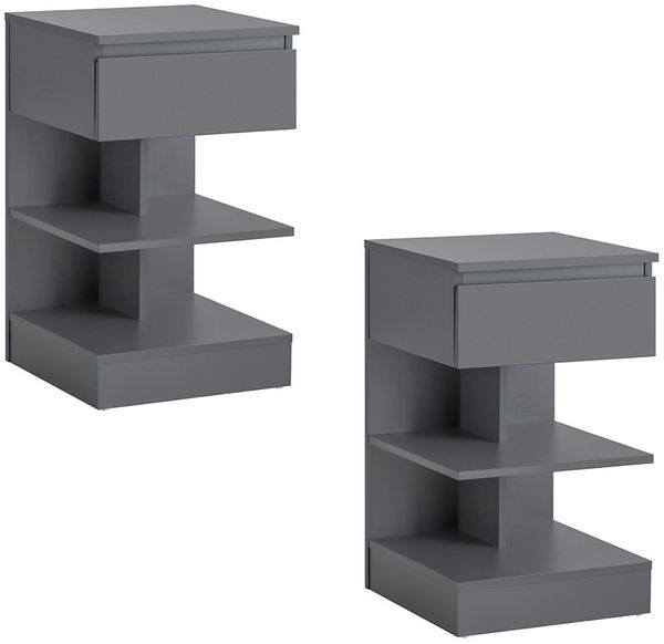 SoBuy FBT49-HGX2 Nachttisch 2er Set, Spanplatte, Papierfurnier, Dunkelgrau, 39 x 65 x 39 cm