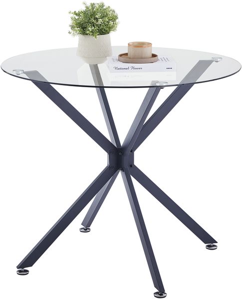 80cm runder Esstisch aus gehärtetem Glas, geeignet für 1–4 Personen, platzsparender kleiner Küchentisch, ausgestattet mit stabilen Metallbeinen, geeignet für Esszimmer und Wohnzimmer,Schwarz